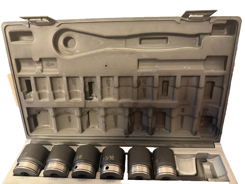 Case Only Grey Pneumatic 1/2″ Drive 6 Point 22 Pc Fractional Deep Duo Socket Box