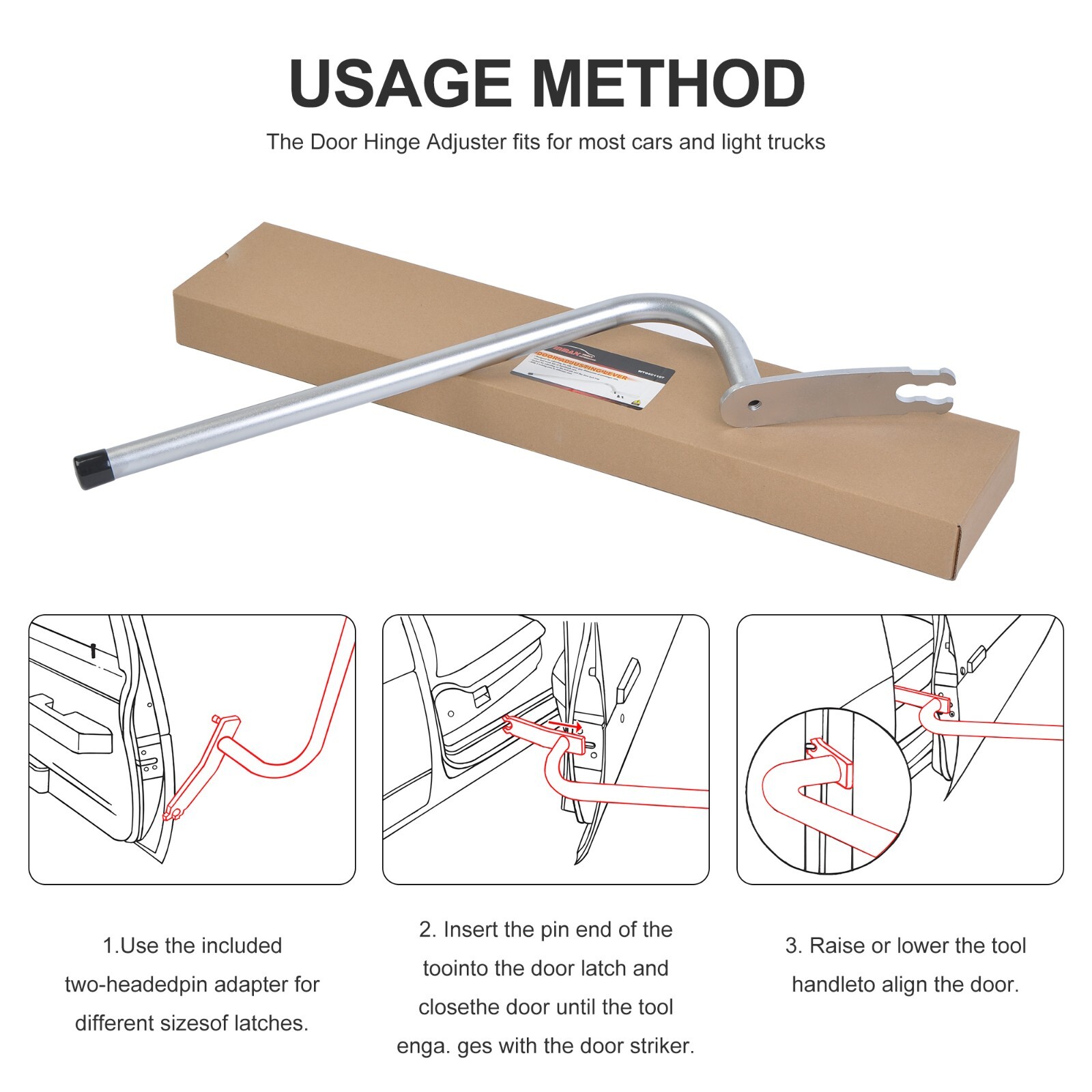 Automotive Door adjustment lever on Most All Cars and Light Trucks