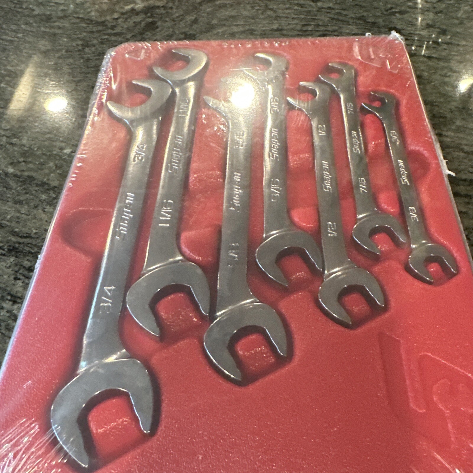 Snap On svs807a 3/8-3/4″ 7 pc flank drive plus four way angle head wrench set
