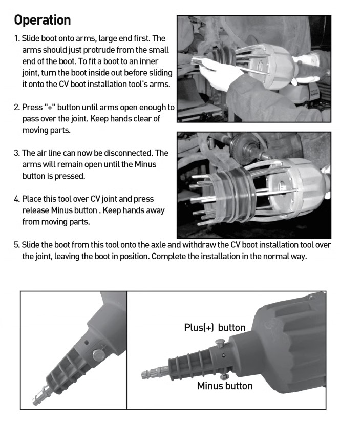 Pneumatic CV Joint Boot Spreader Expander Universal Install Installation Tools
