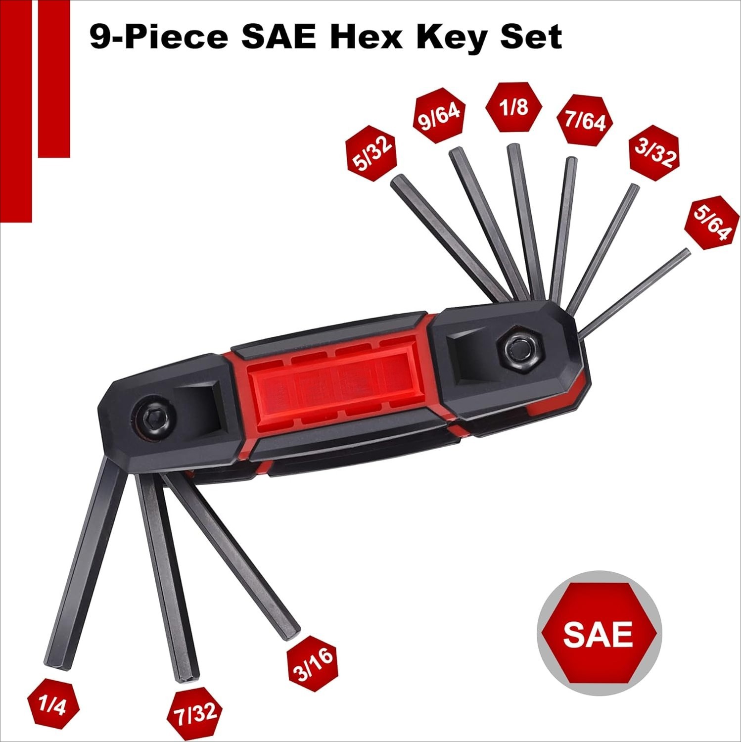 25-Piece Folding Hex Key Set, 3-Piece Portable Hex Key Set,
