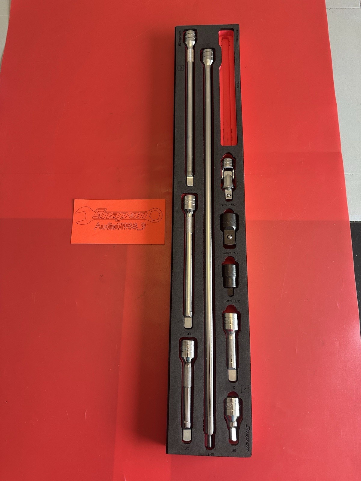 Snap On 9 pc 1/2 Drive Knurled Extension Accessory Set with PRO-FI Organization.