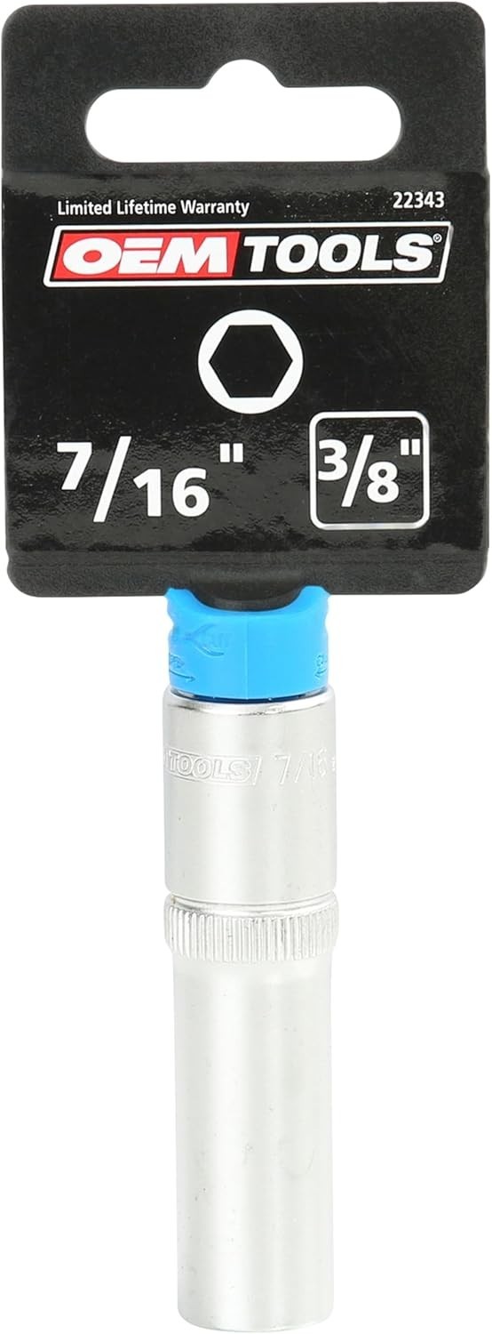 7/16″ Deep Socket, 3/8″ Drive, Thin Wall Design, Hex Automotive Tool