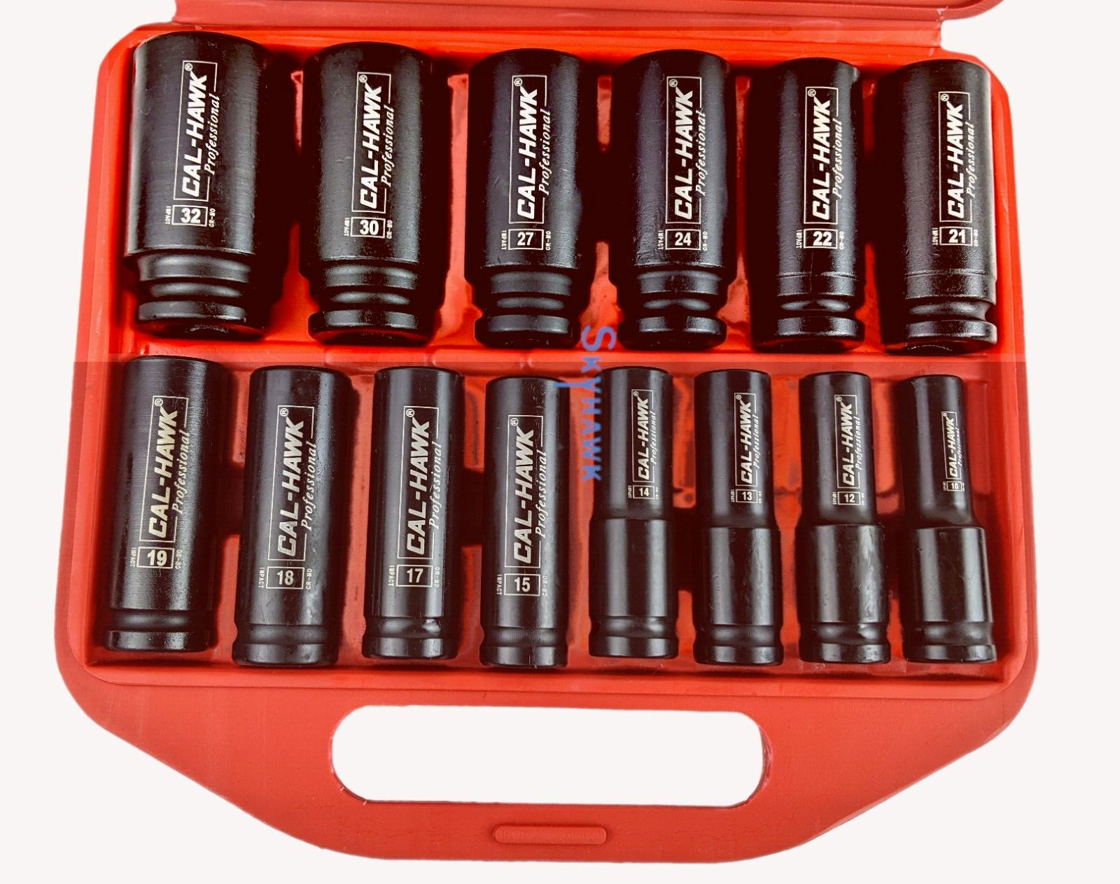 14Pc 1/2″Drive Chrome Molybdenum Deep Impact Socket Set – Metric, 6 Point w/Case