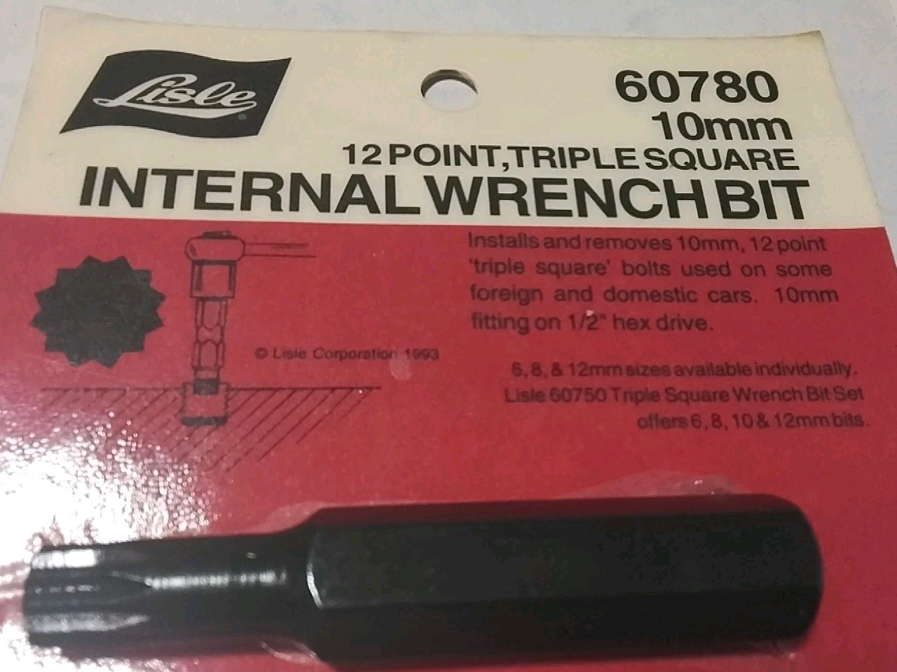 60780 LISLE USA-MADE 10MM 12PT TRIPLE SQUARE INTERNAL WRENCH BIT USA 🇺🇸