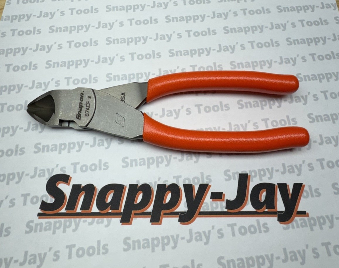 Snap-On Tools USA NEW ORANGE Soft Grip 7″ VECTOR EDGE Diagonal Cutter 87ACFO