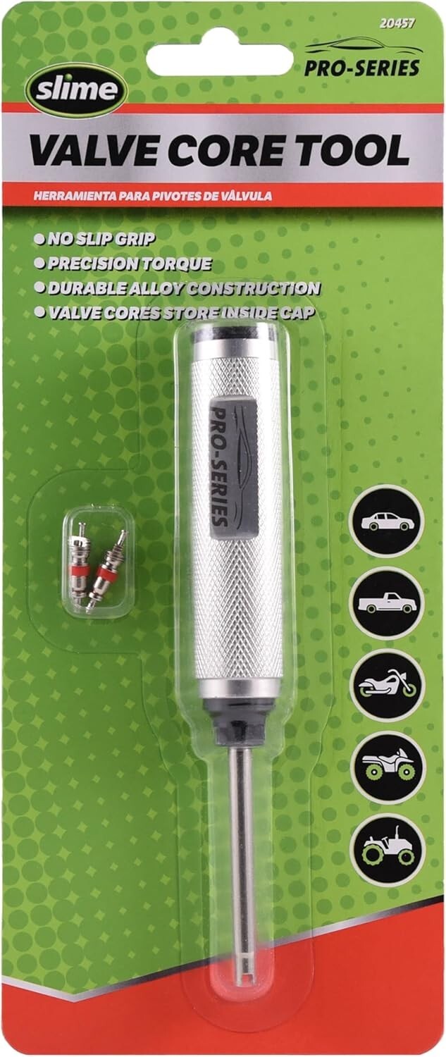 Pro-Series Valve Core Removal Tool with Ergonomic Grip & Storage Compartment