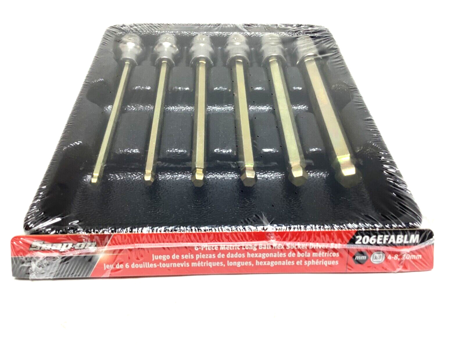 New Snap-on 206EFABLM 3/8″ Drive 4 to 10 mm Metric Long Ball Hex Bit Socket Set