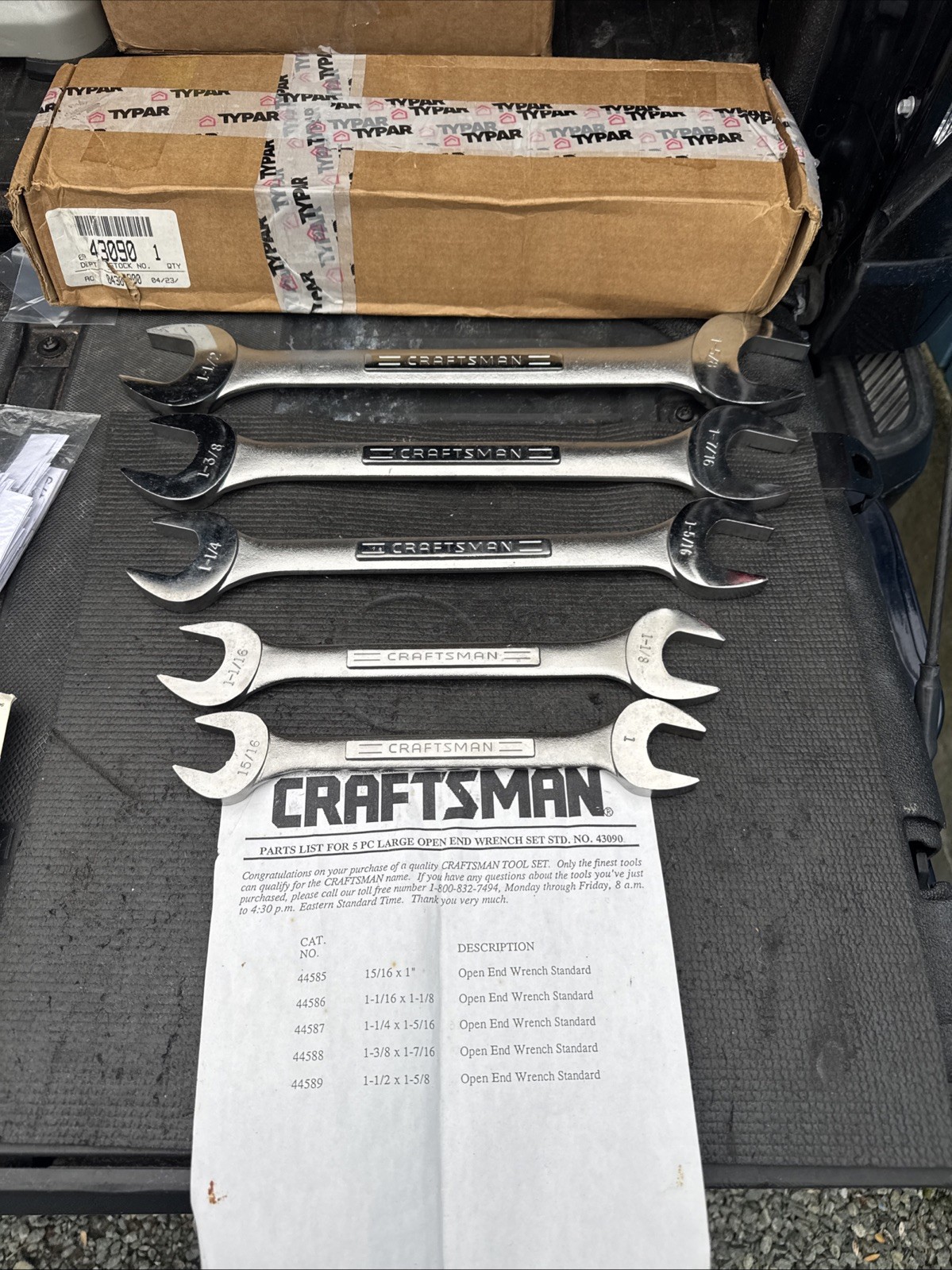 Sears Craftsman USA Nos Catalog only Double Open End Wrench Set 43090 5pc Jumbo