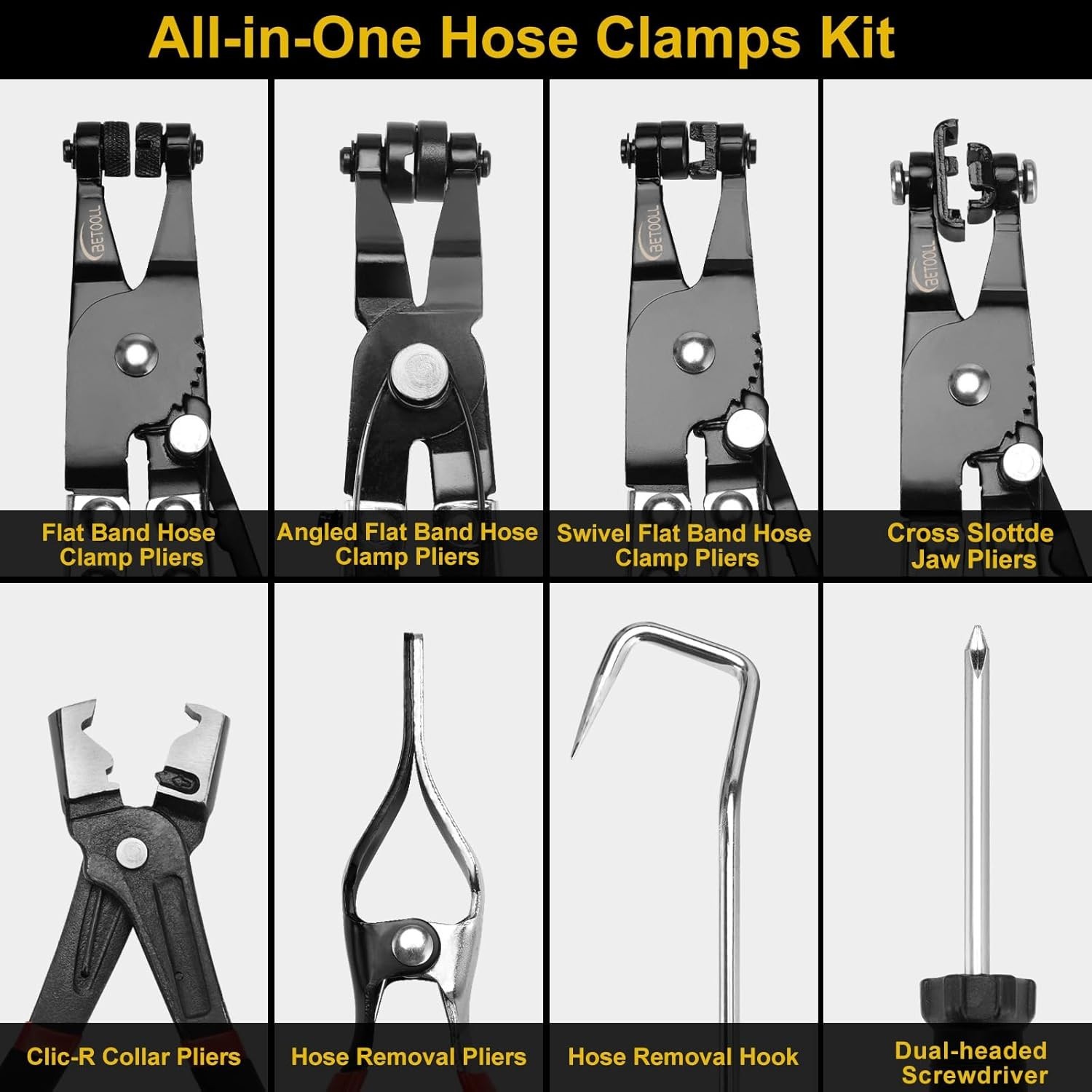 High-Quality 9pc Ergonomic Hose Clamp Pliers for Plumbing & Auto Maintenance