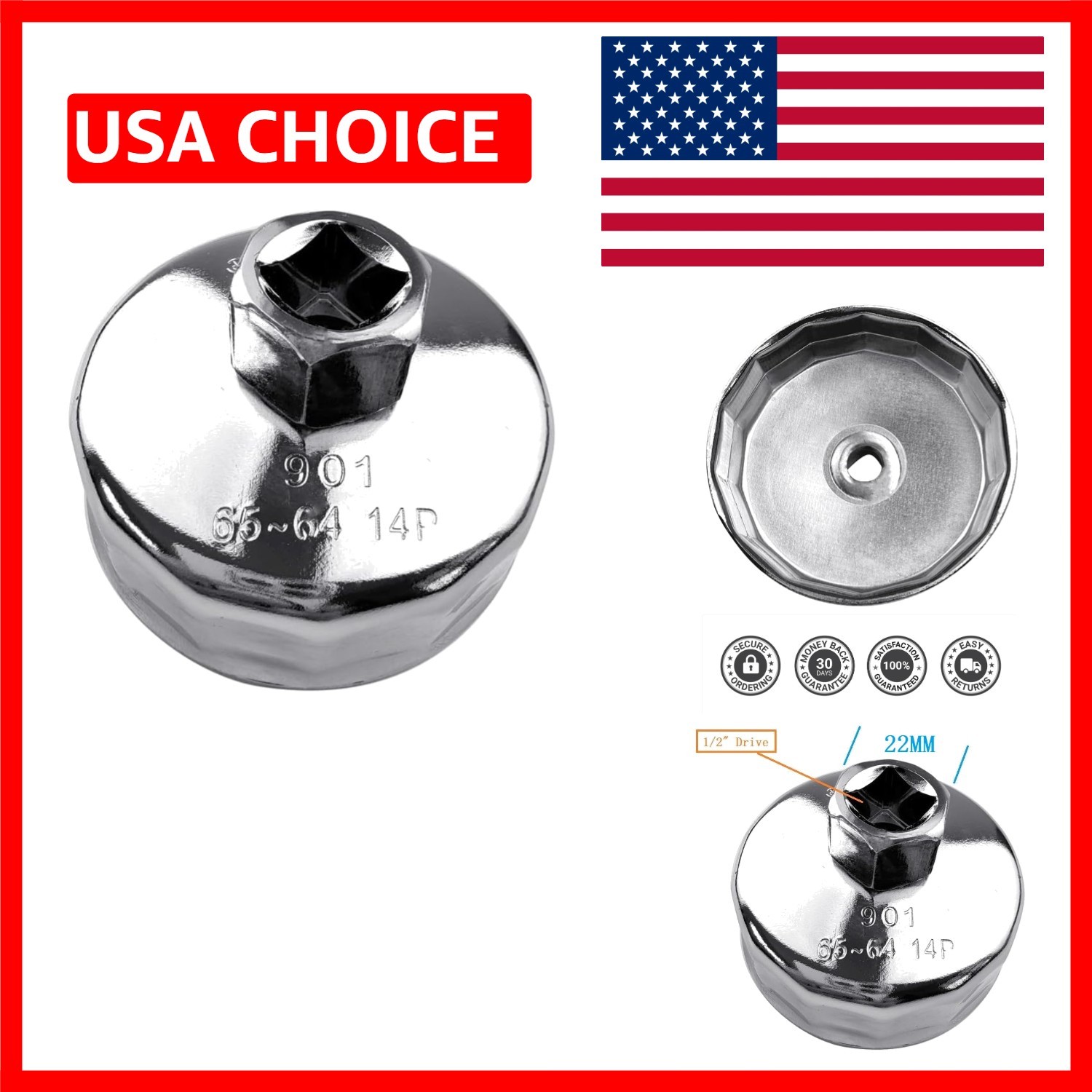 64mm Oil Filter Wrench – Ideal for Honda, Yamaha, & Polaris Vehicles