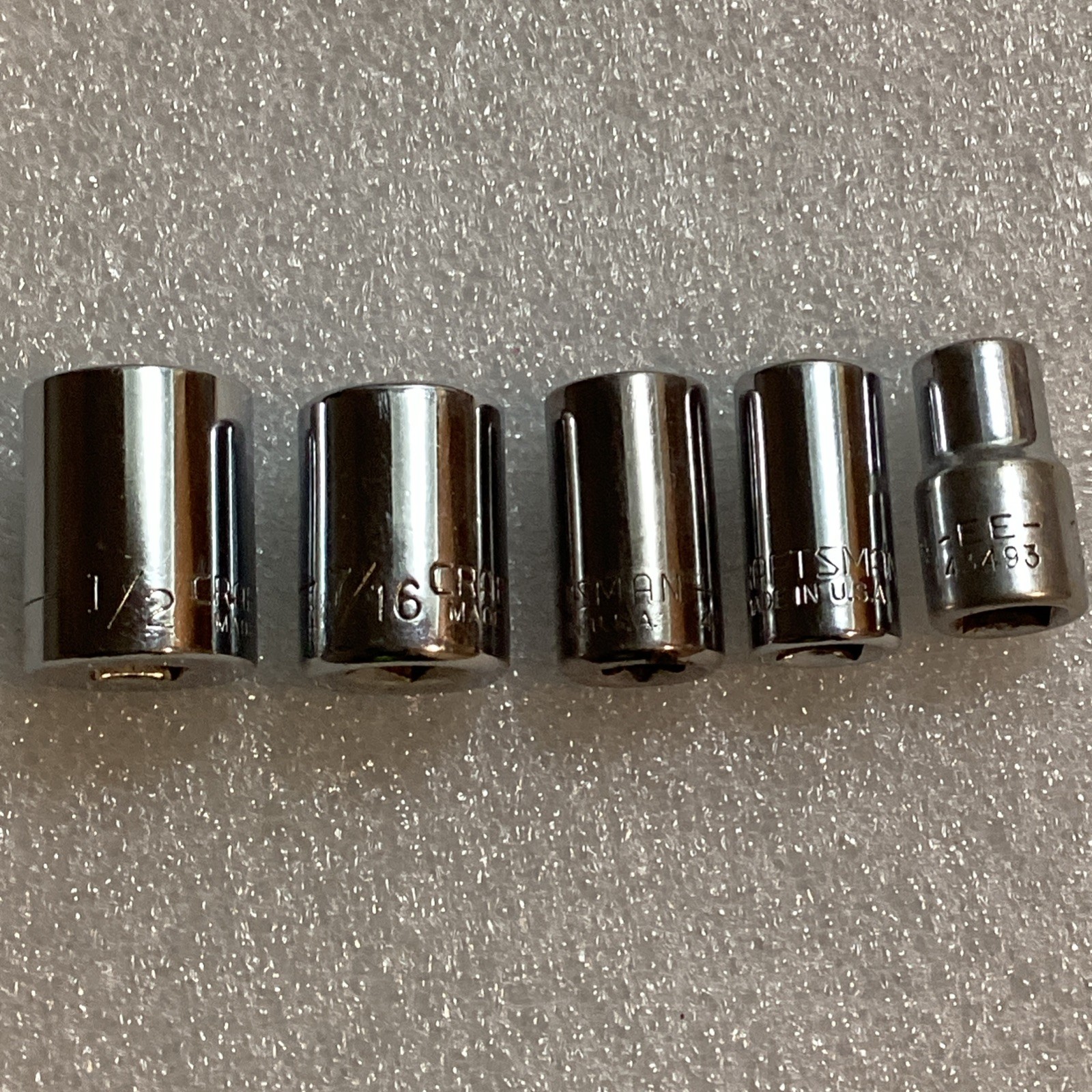 Craftsman 5 Pc. 1/4 Dr. ,- 1/2, 7/6, 11/16 , 5/16 , 1/4, 6pt. Sockets , USA