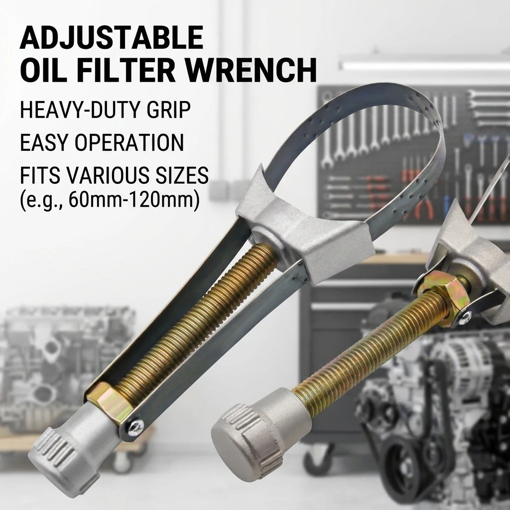 Oil Filter Removal Tool Strap Wrench Diameter Adjustable 60mm To 120mm Car Auto
