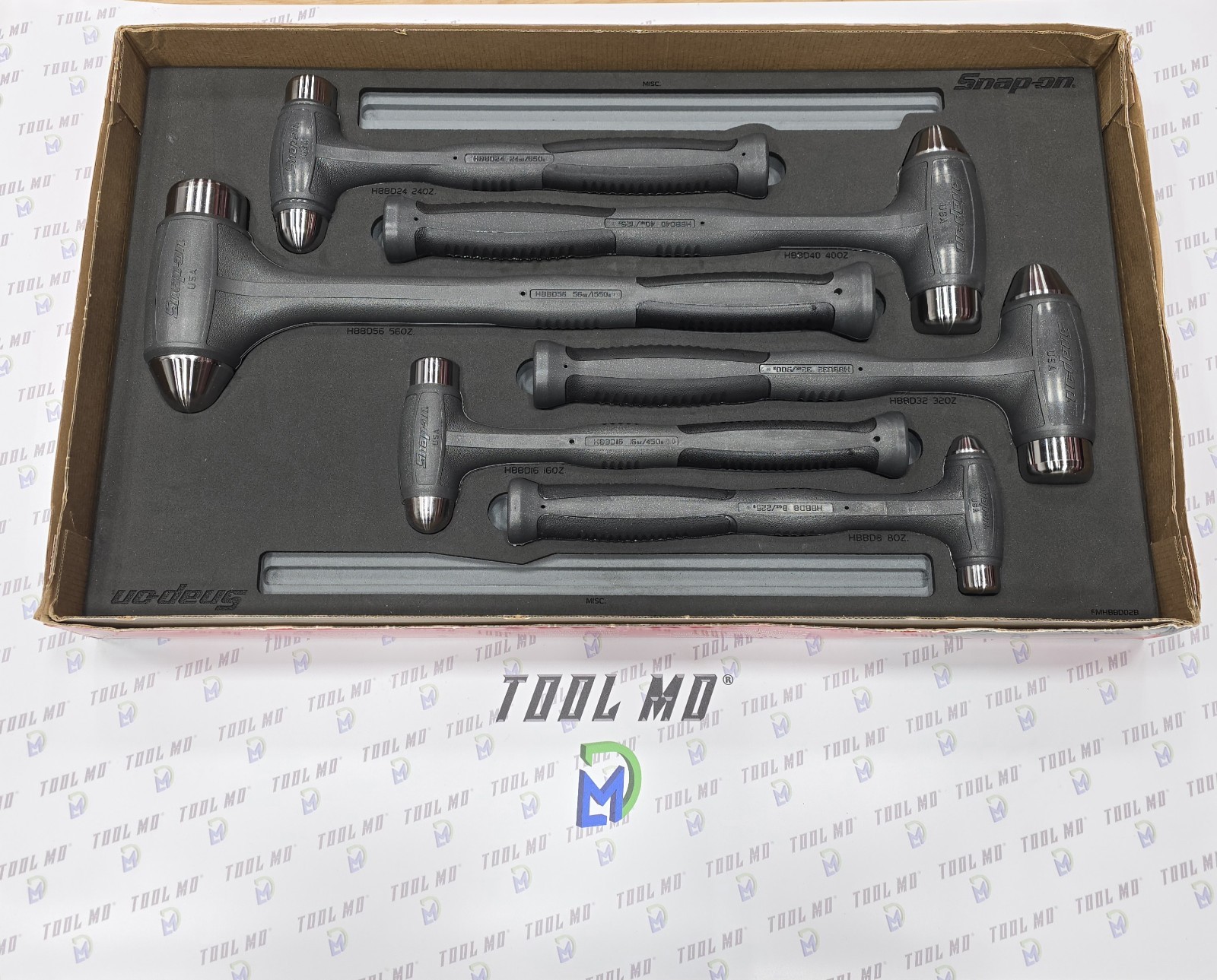 Snap-on Tools USA NEW 6pc DARK TITANIUM Dead Blow Ball Peen Hammer Set HBBD6FDT