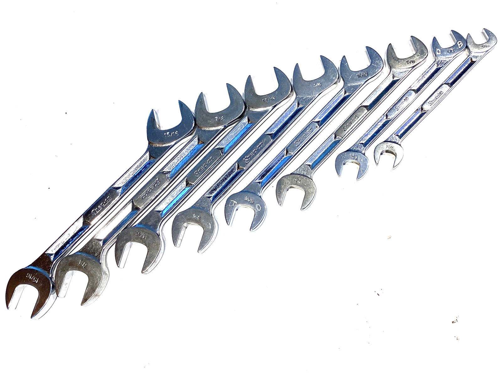 Snap On Tools USA 8 Piece 4 Way Angle Head Open End Wrench Set 7/16” To 15/16”