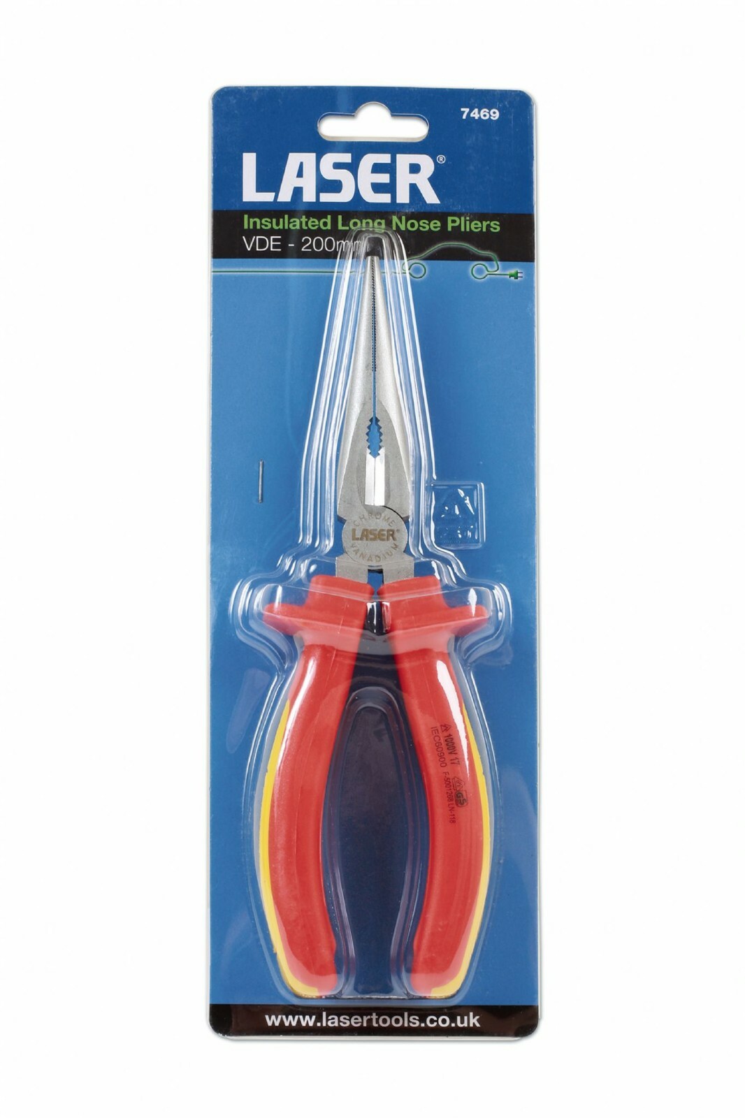 Laser 7469 Insulated Long Nose Pliers 1000v 200mm