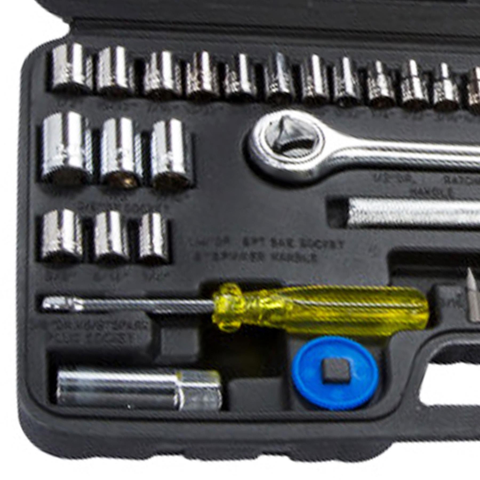 BlueSpot 52Pcs Metric Imperial Socket Set 3/8″ 1/4″ Drive Ratchet Extension