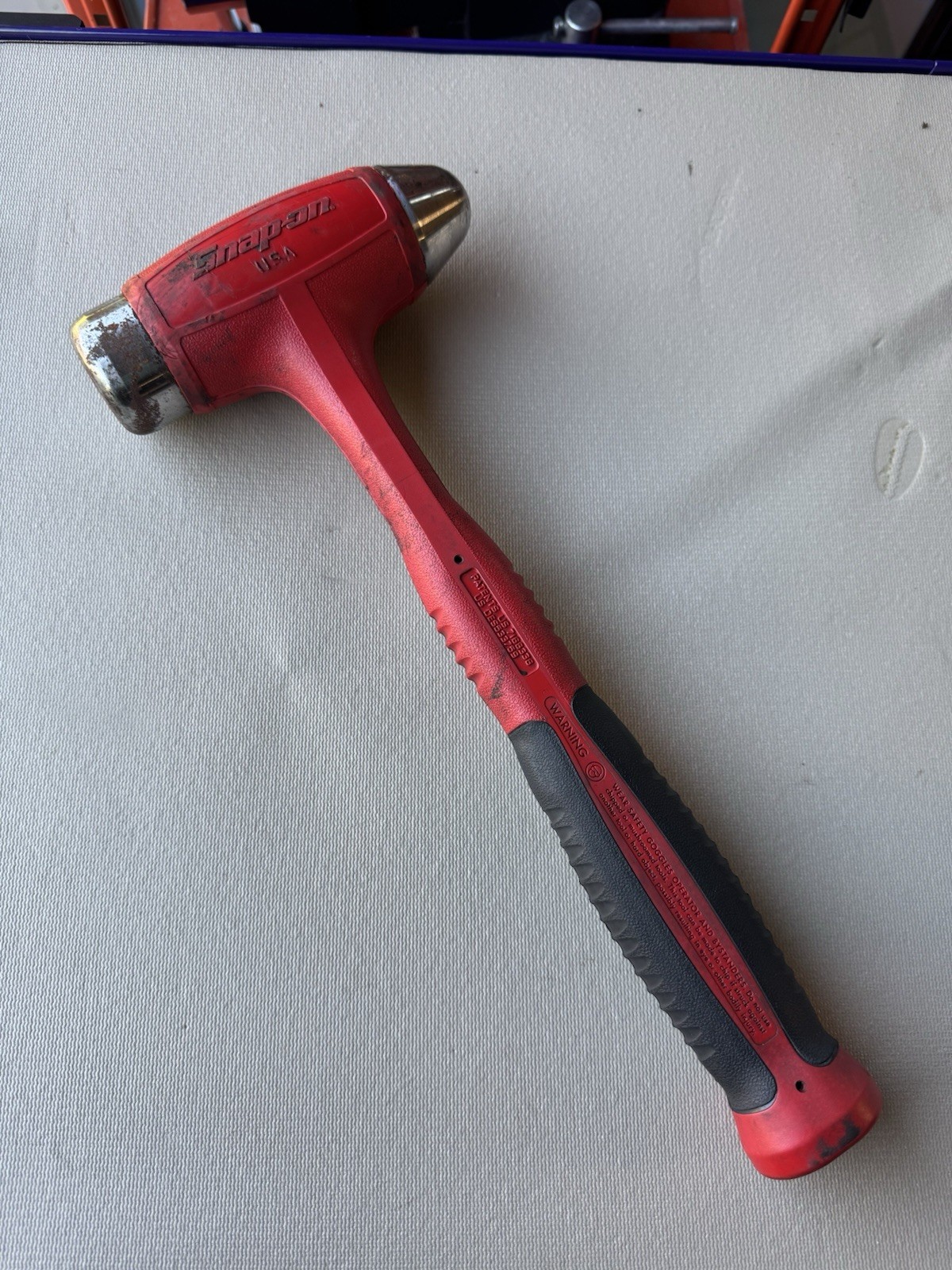 Snap On Tools 32 Ounce RED Soft Grip Dead Blow Ball Peen Hammer HBBD32