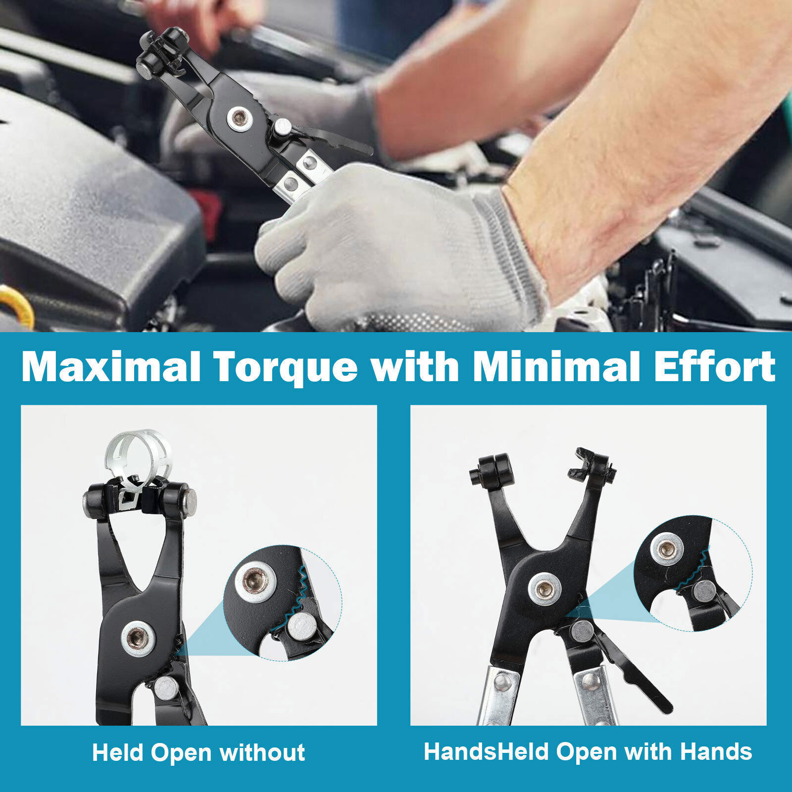 9pcs Flexible Hose Clamp Clip Plier Set Swivel Jaw Flat Band Automotive Tools