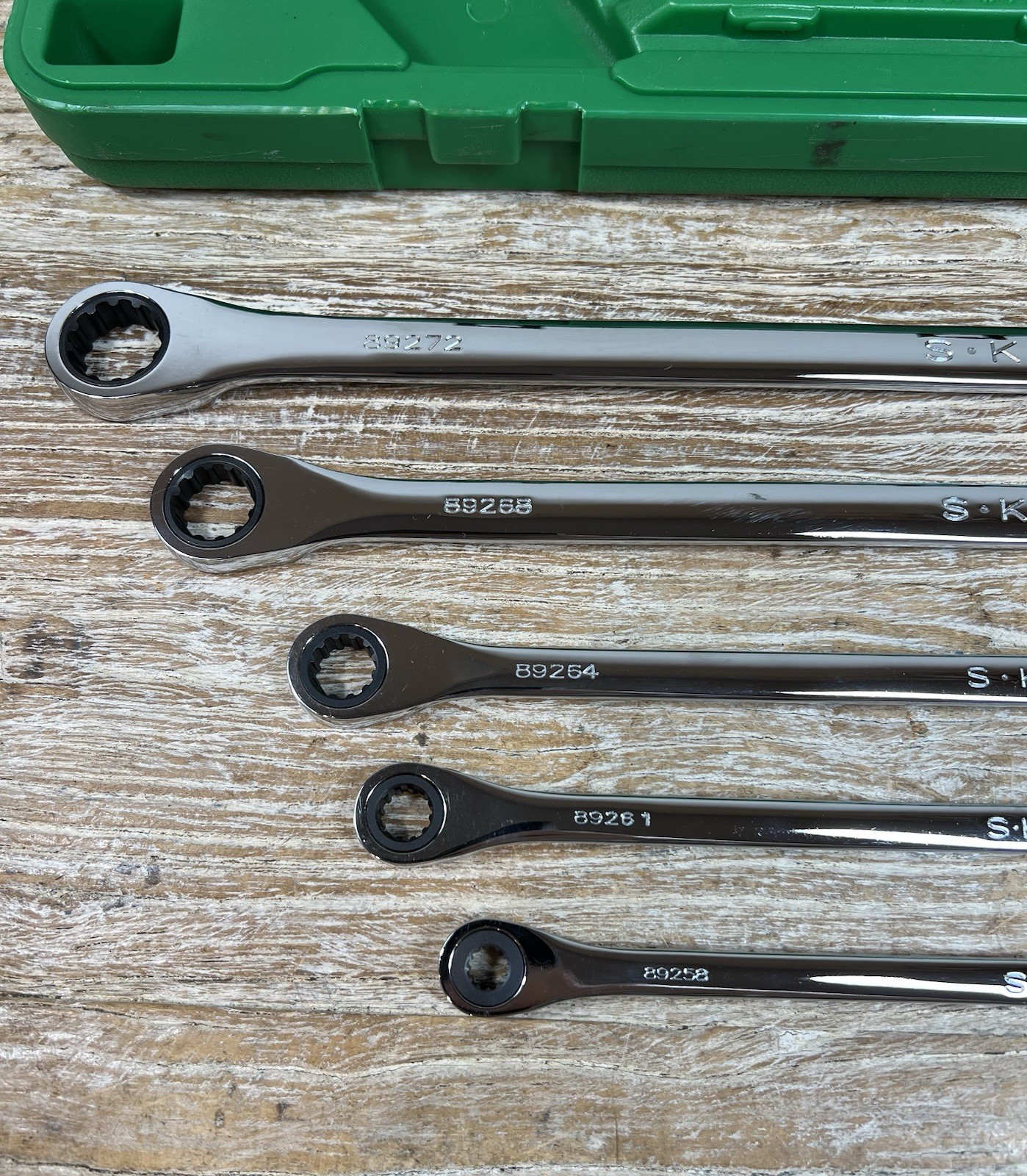 SK Tools 5pc 89250 XXL Long Spline SAE Box End Wrench Ratcheting 1/4 – 3/4” VG