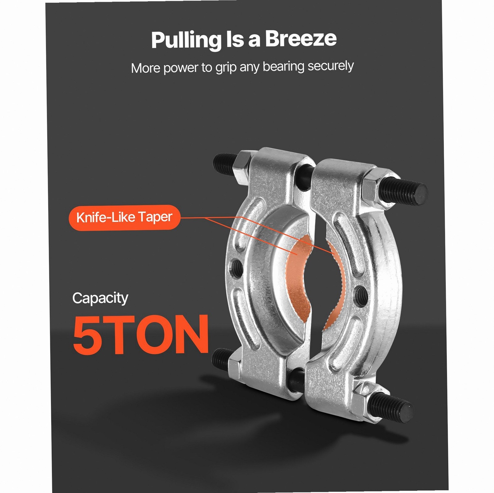 5-Ton Force Bearing Puller Kit Heat-Treated Steel