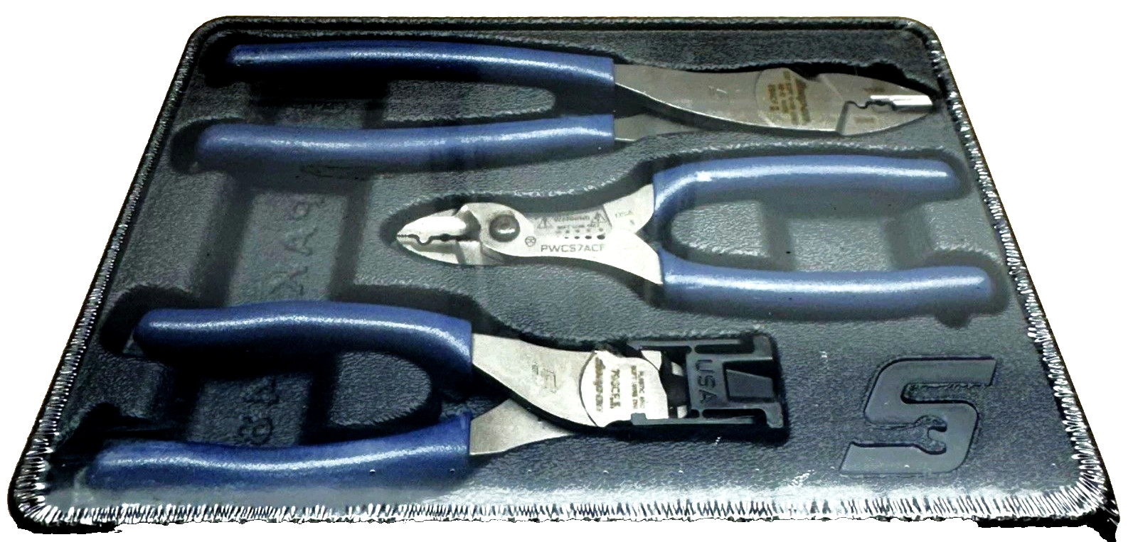 *NEW* SNAP-ON TOOLS PLWIREKIT MB 3pc *BLUE* Soft Grip Wire Service Pliers Set