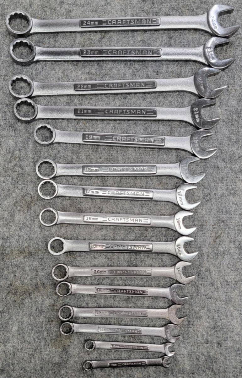 Set Of 15 Craftsman 12 And One 6 Point Metric Combination Wrenches VA Series