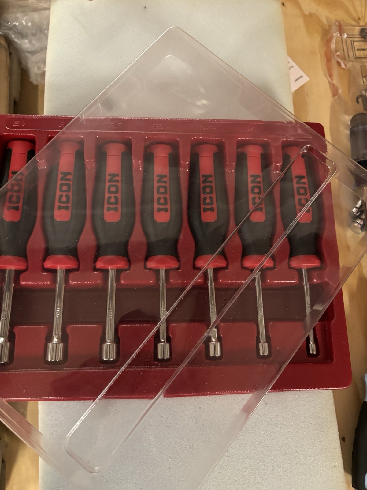 Icon SAE Hollow Shaft Nutdriver Set In Plastic Storage Container With Lid
