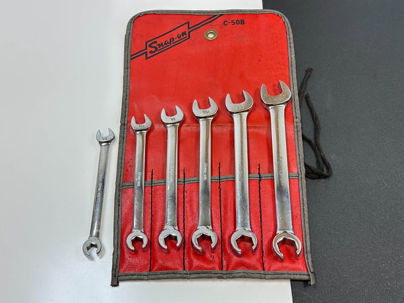 Snap-on Tools USA 6pc SAE 3/8-11/16” Open-End/Flare Nut Wrench Set, C50B RXS605