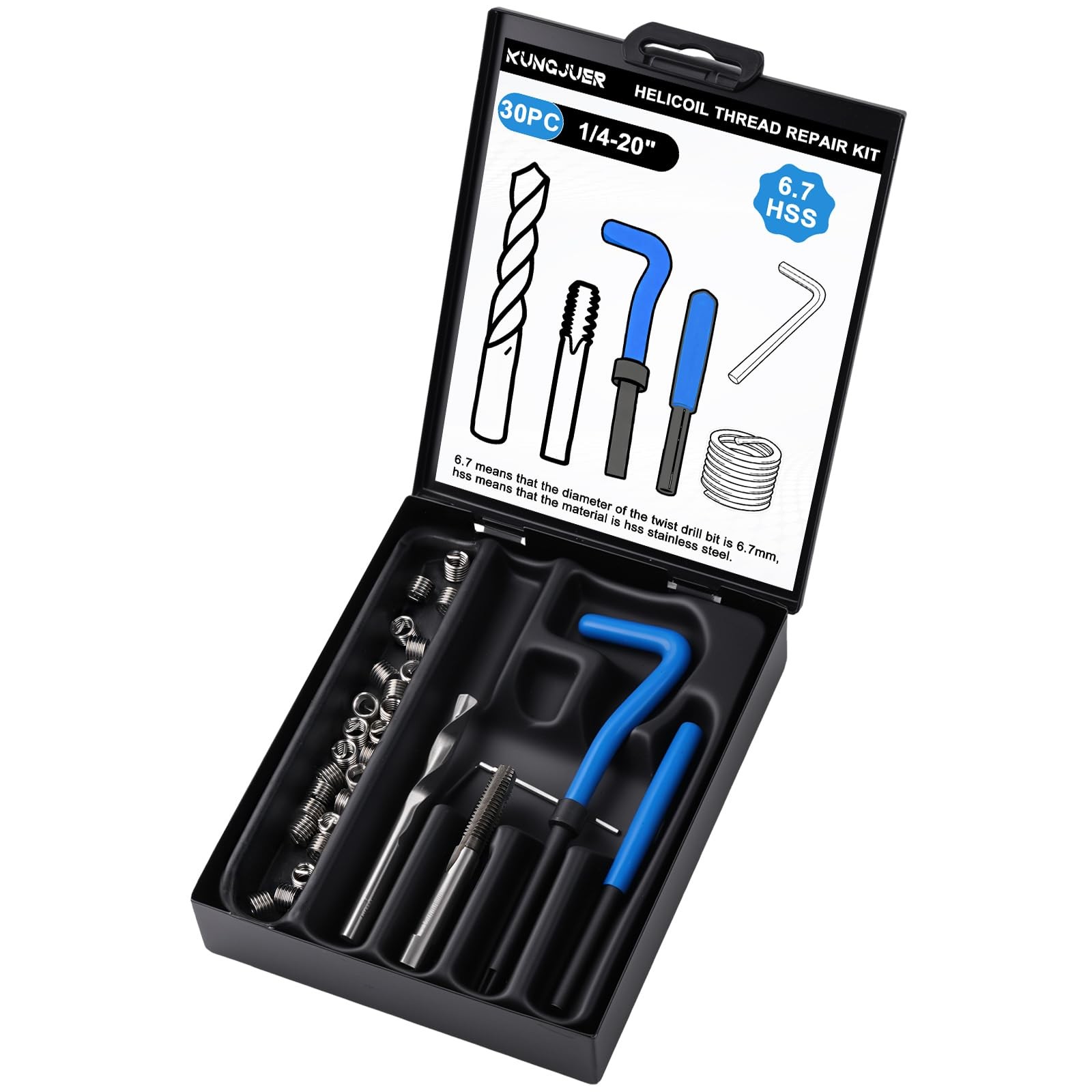 Thread Repair Kit 1/420 Inch SAE Helicoil Rethreading Tool Insert Set HSS Drill