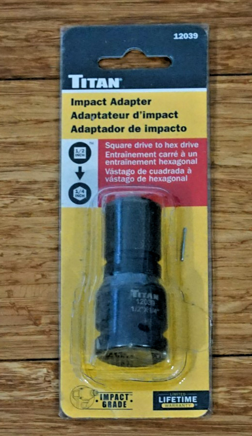 Titan 12039 1/2″ Dr. to 1/4″ Hex Quick Change Impact Adapter with Quick Release