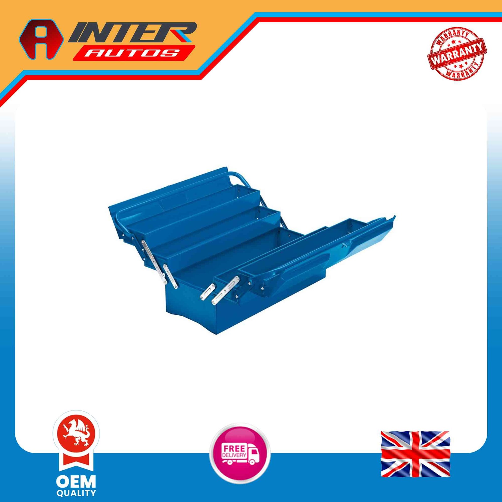 Draper Extra-Long Four Tray Cantilever Tool Box, 495mm, Blue 86671