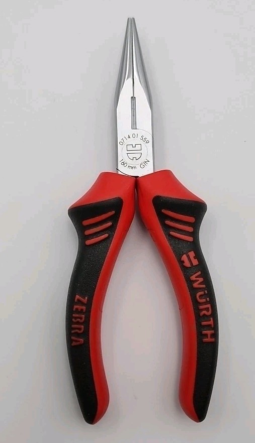 Wurth Zebra Needle Nose Pliers 071401559 160mm 6.5″ Straight Jaw Shape