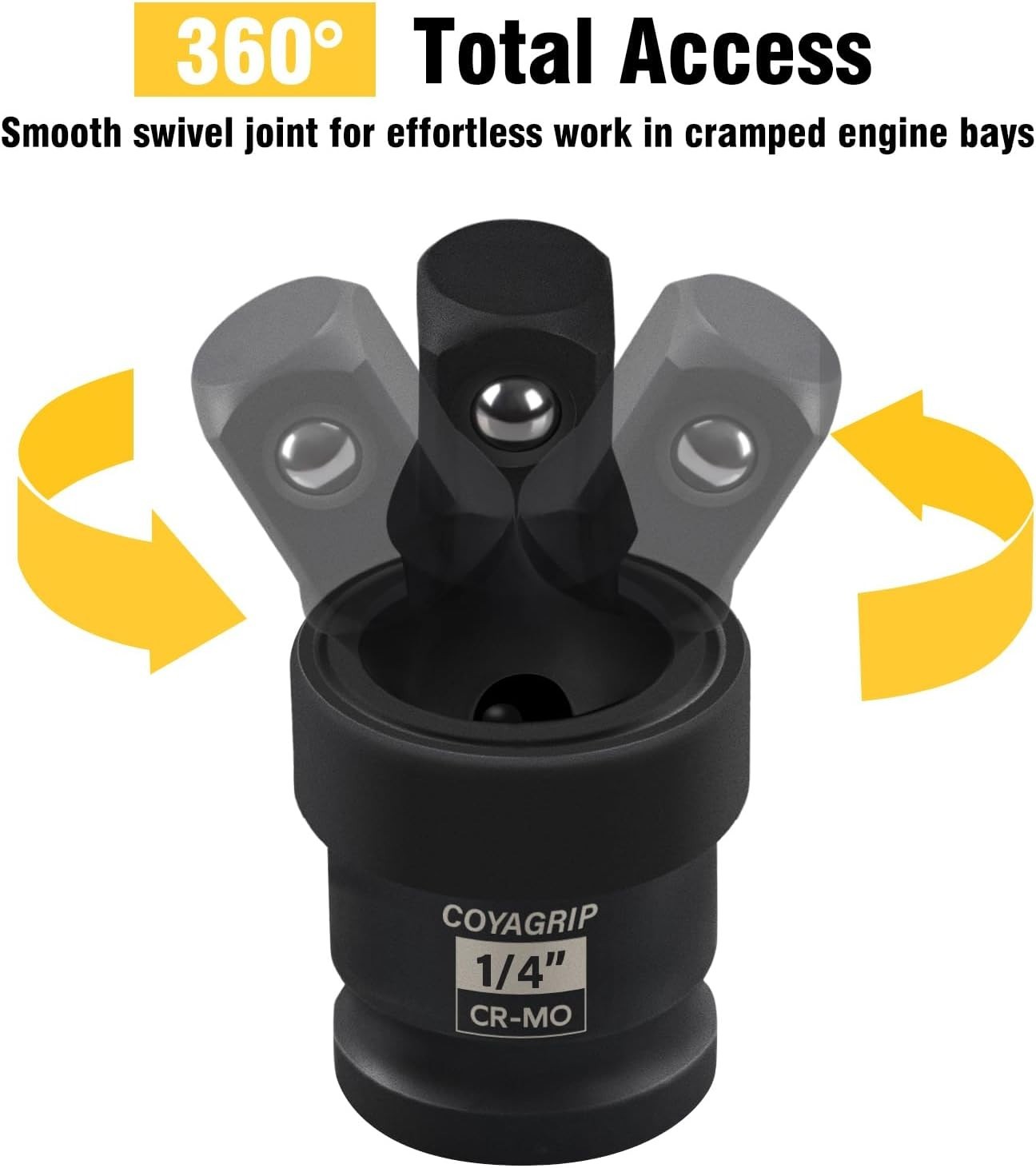 360° Rotation 1/4″ Swivel Socket – Chrome Molybdenum Steel for Precision Work
