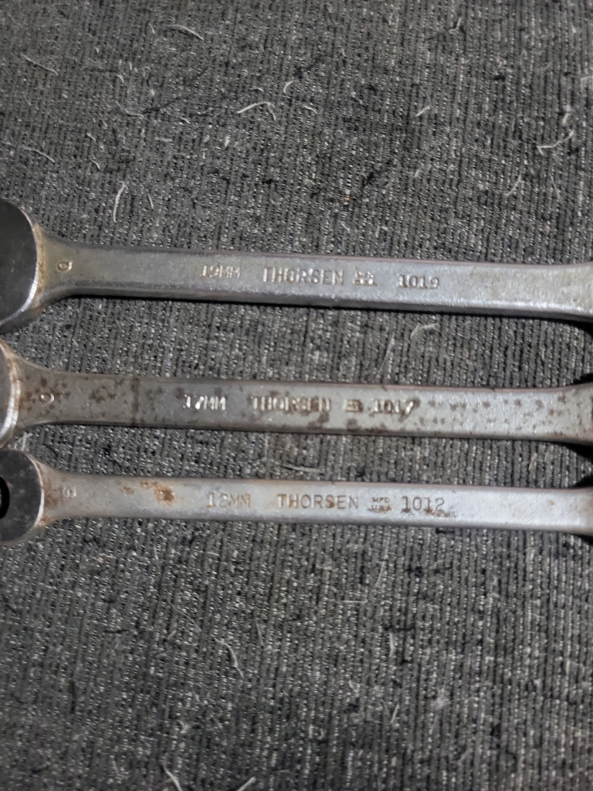 Set Of 3 Vintage Thorsen Combination Wrenches 1019, 1017, 1012. 12mm, 17mm, 19mm