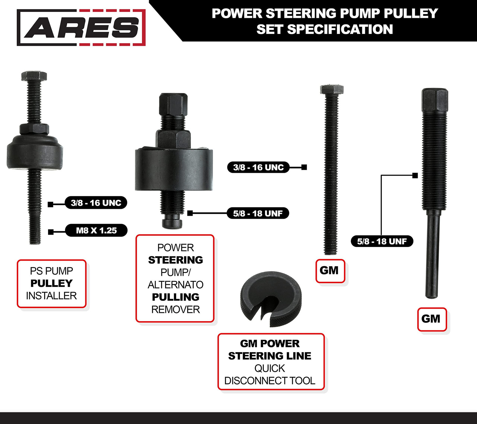 ARES 71001 – Power Steering Pump Pulley Service Set