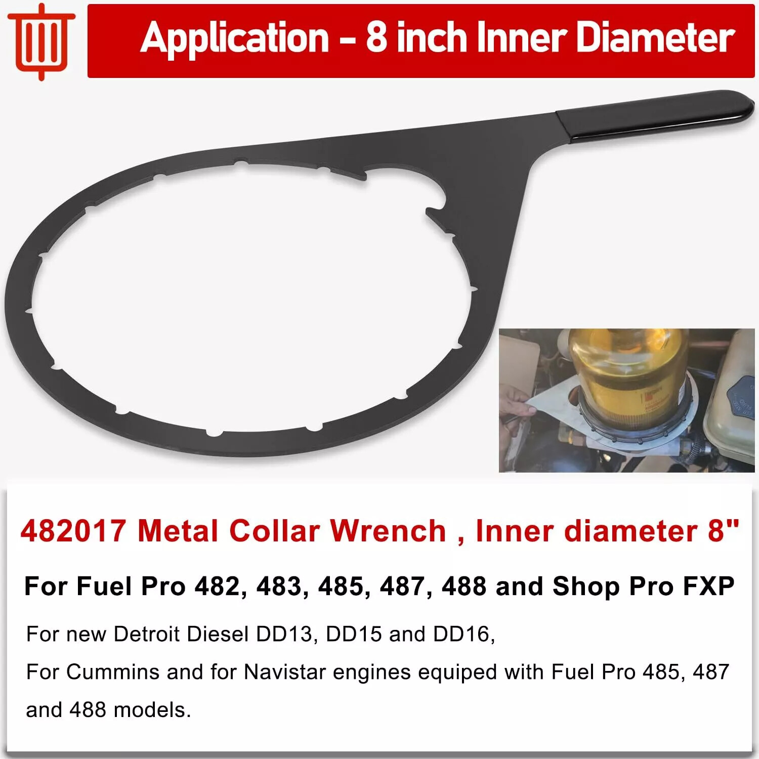 8″ 482017 Fuel Filter Collar Vent Cap Wrench For Fuel Pro 482, 483, 485,487, 488