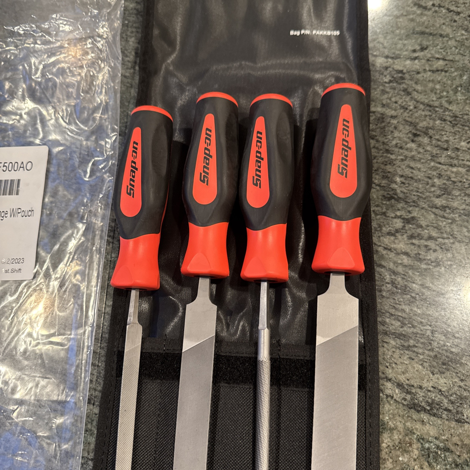 snap on sghbf500ao orange 4 pc file handle set with pouch new