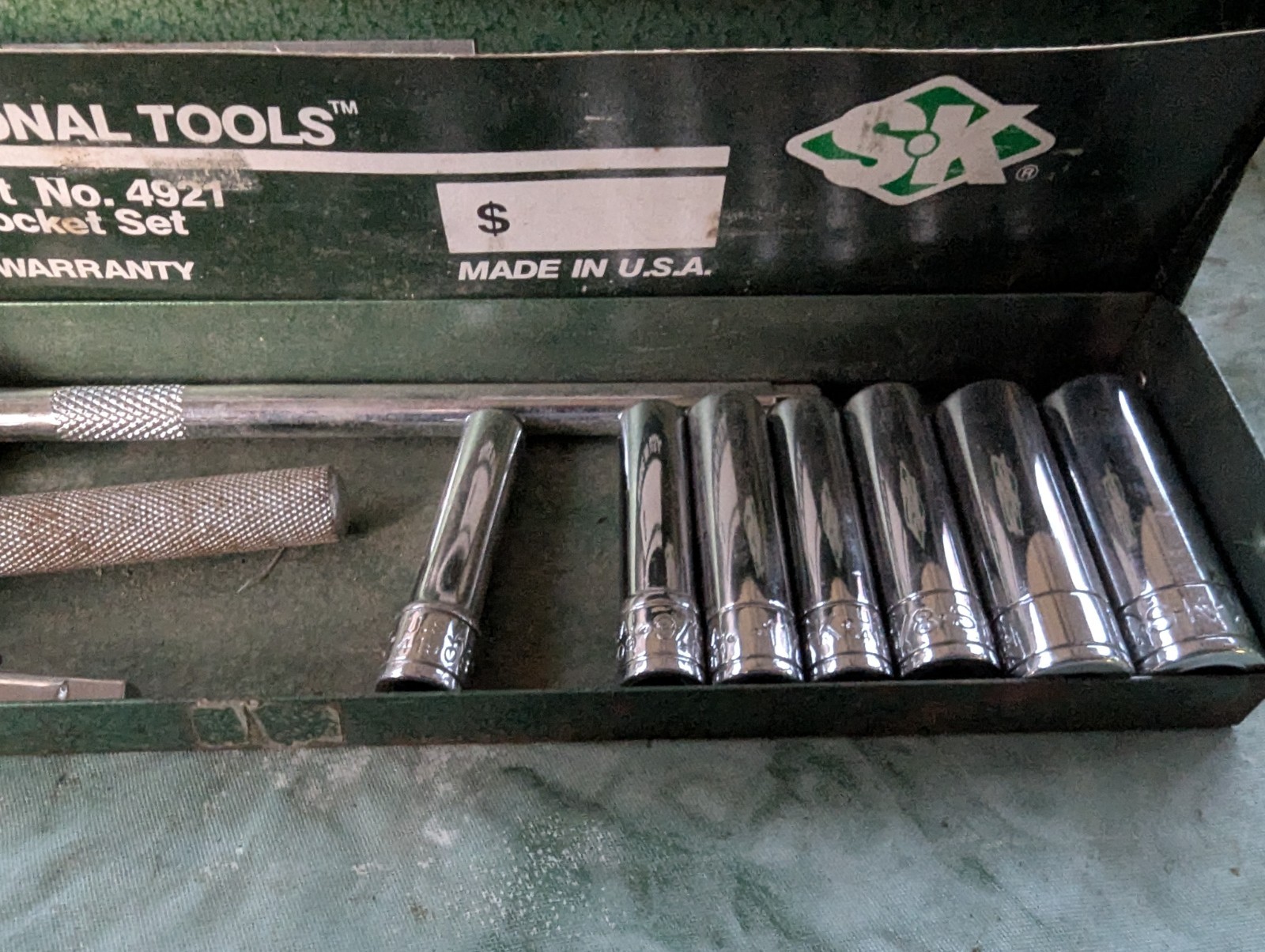 S-K Tools 1/4” Drive Socket Lot with Original Metal Case Set 4921 USA Made SAE