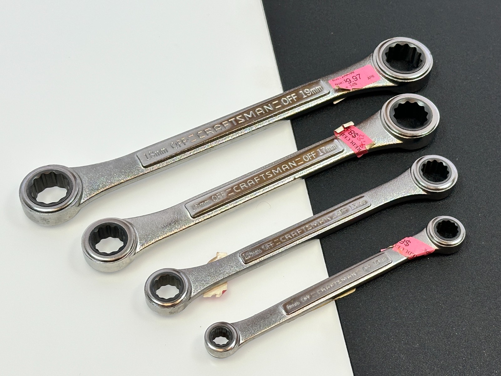 Craftsman USA 42447 Metric 8-19mm Double Box End Ratcheting Wrench Set, NOS Rare