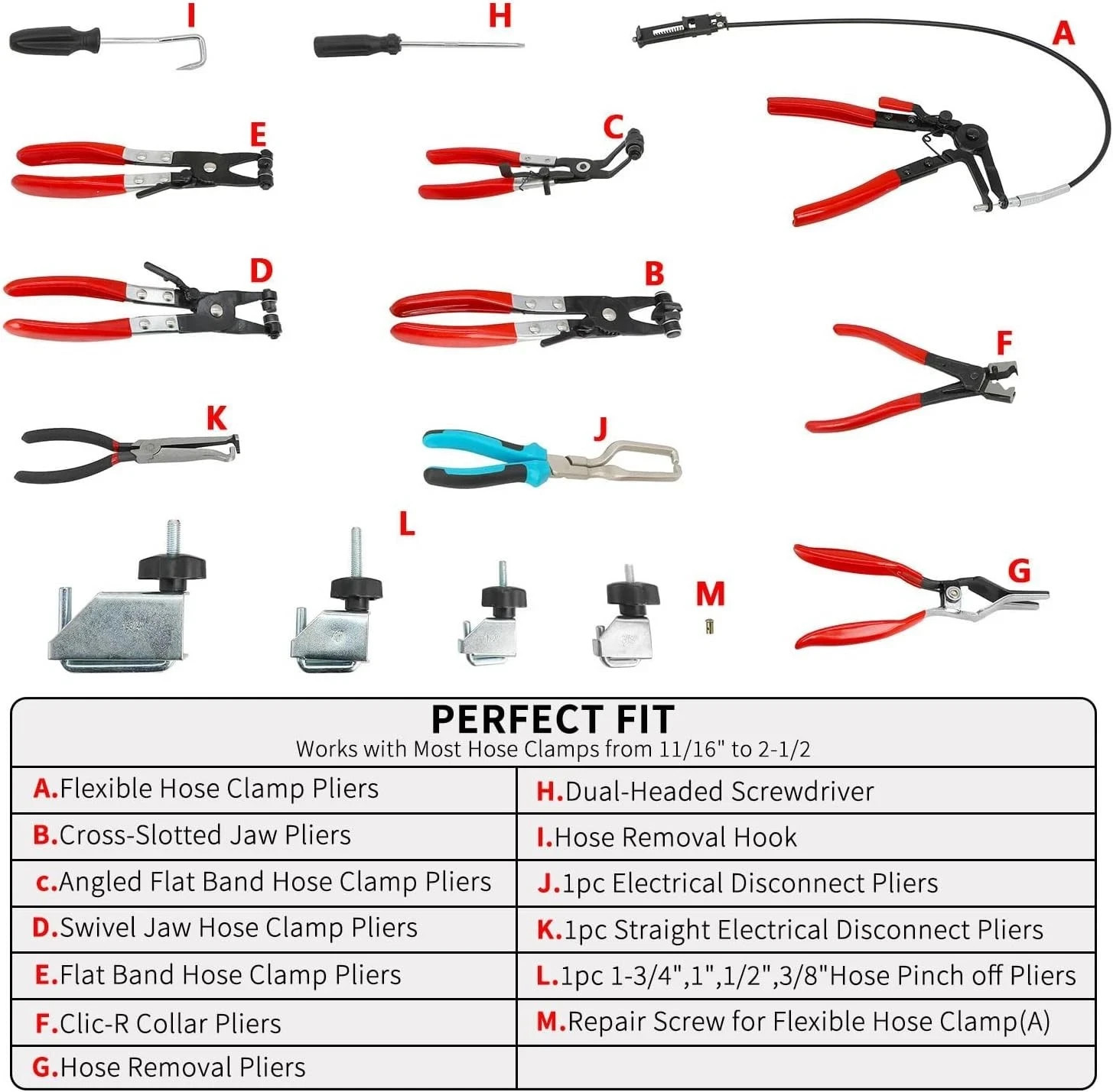 Professional 15pcs Hose Clamp Removal and Installation Kit for All Vehicles