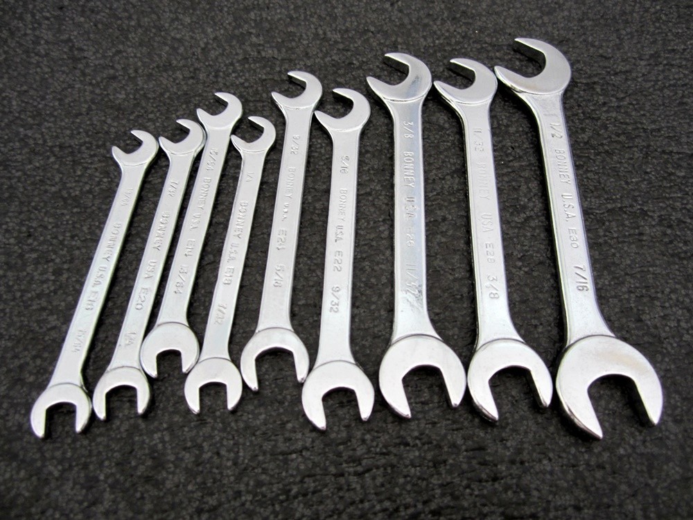 Vintage Bonney Tools 9pc Electrical Open Wrench Set No. 16 Made in USA
