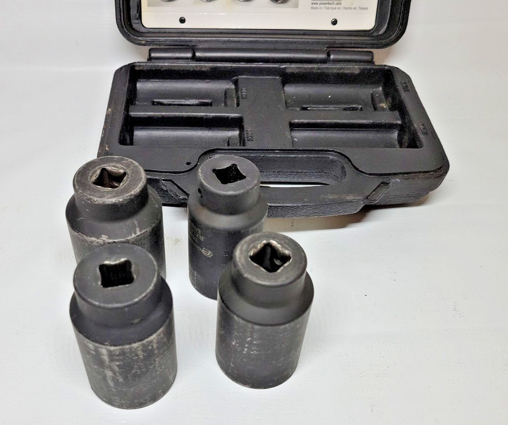 POWER BUILT ,AXLE NUT SOCKET SET, 648635, 4PC.WITH HARD CASE, KIT 10 ( B4)