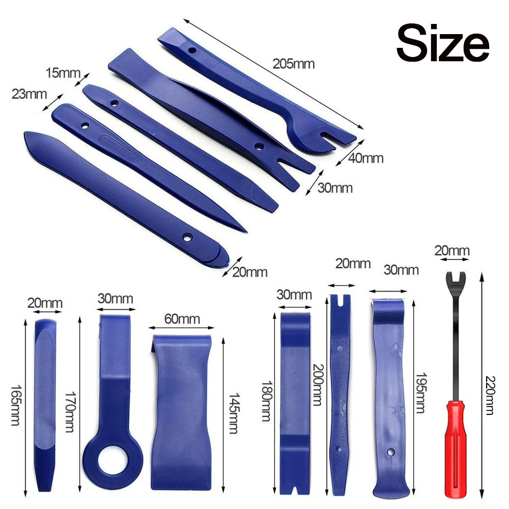 12Pcs Car Trim Removal Tool Set Hand Tools Pry Bar Panel Door Interior Clip Kit