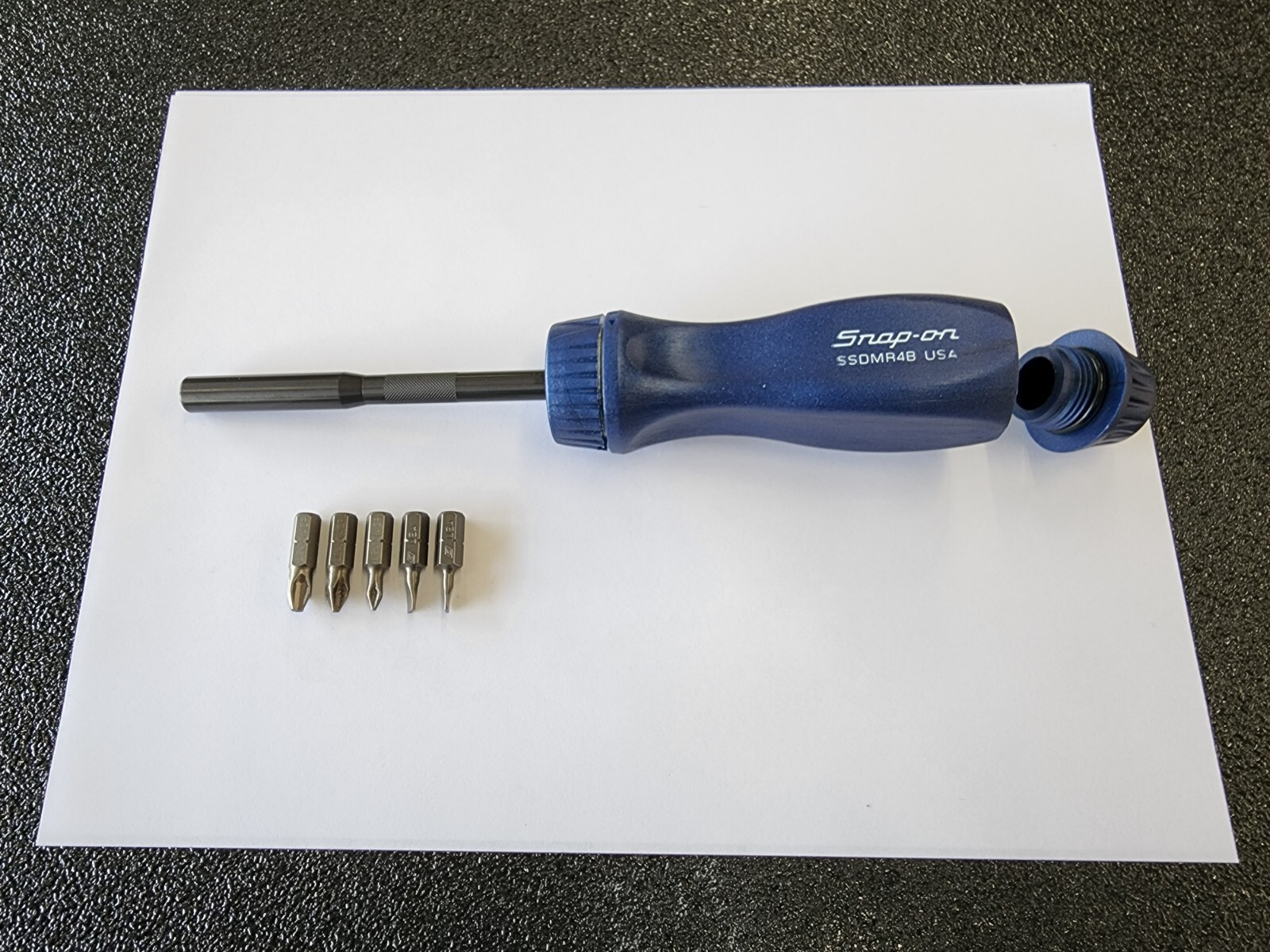 Snap-on Tools USA NEW POWER BLUE Ratcheting Screwdriver w/Bits SSDMR4B