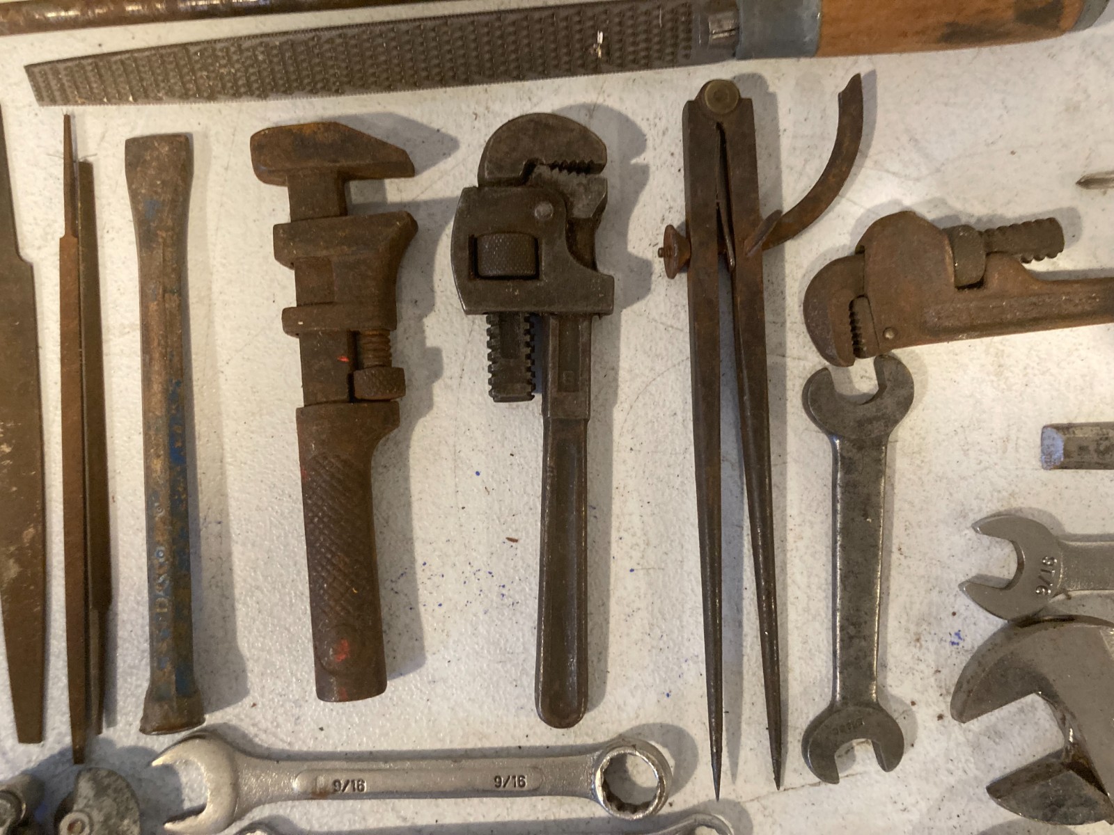 Vintage Tool Lot w/ Master Mechanic Metal Toolbox Wrenches Files