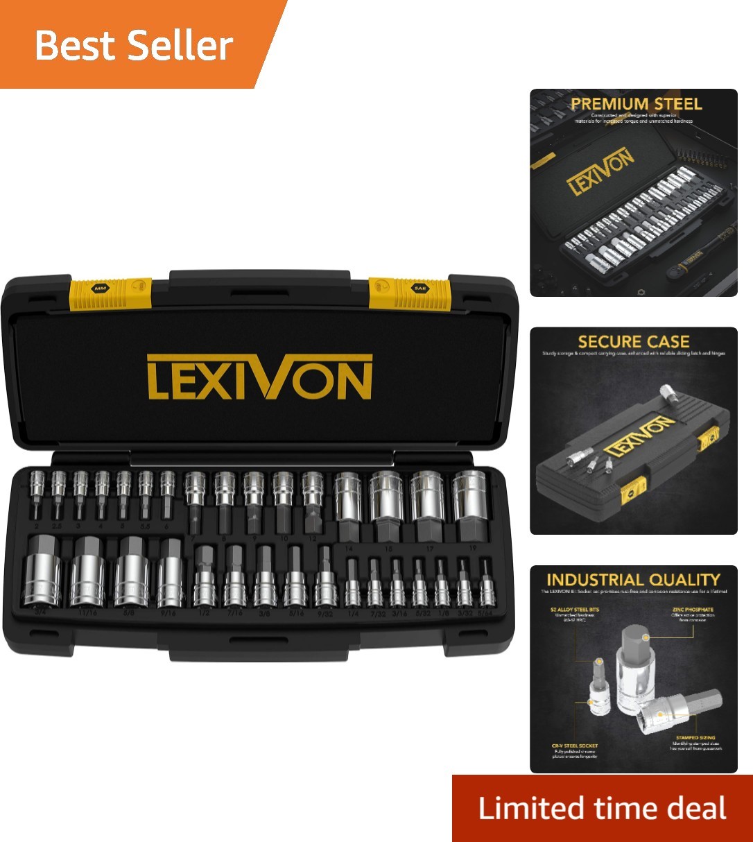 Durable S2 Alloy Steel Hex Bit Socket Set – 32 Pieces with Chrome Finish