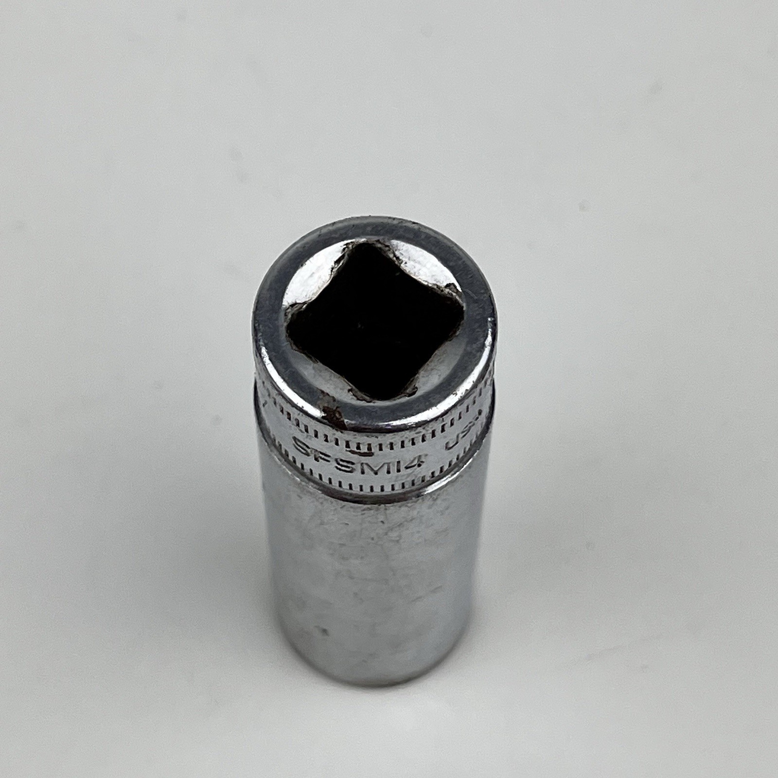 Snap-on Tools 3/8″ Drive 14mm 6pt Point DEEP Chrome Socket SFSM14 USA