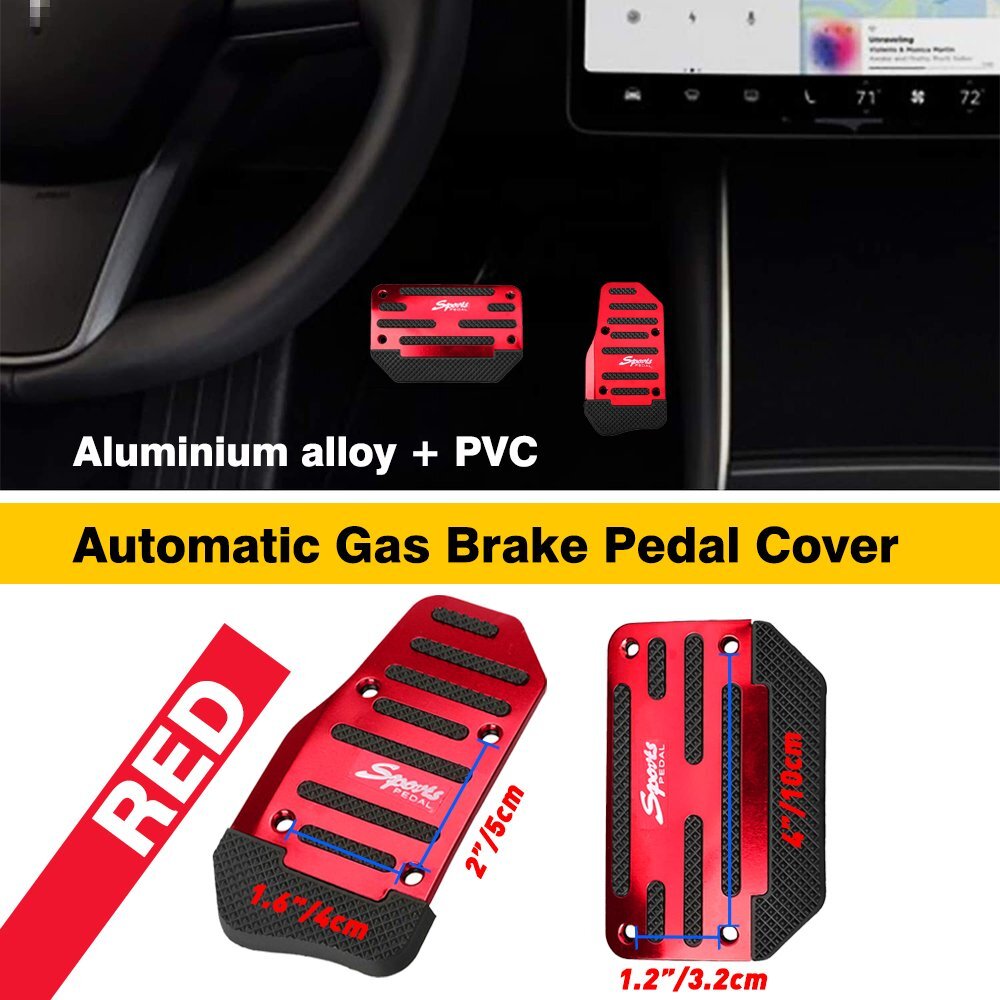 Automatic Non-Slip Gas Foot Brake Pedal Pad Cover Set Accessories Universal Red