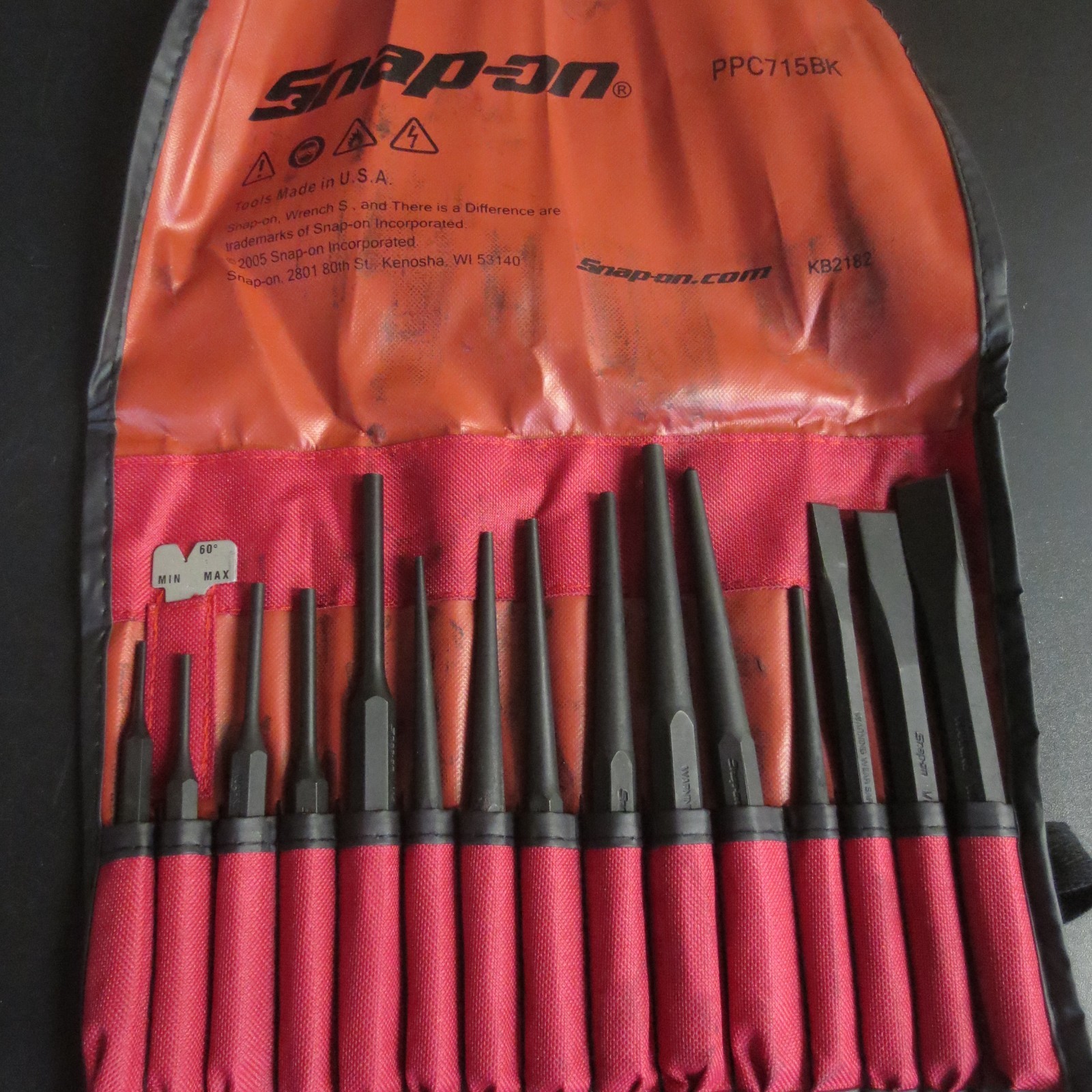 SNAP ON TOOLS USA PPC715BK 16 Pc Punch and Chisel Set in Pouch